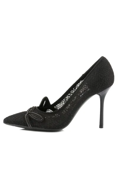 Lodičky Karl Lagerfeld Sarabande Signature Logo Court Black Satin Text Mono