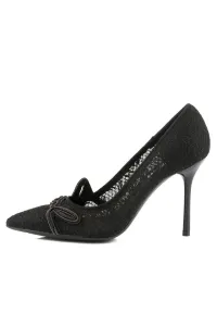 Lodičky Karl Lagerfeld Sarabande Signature Logo Court Black Satin Text Mono