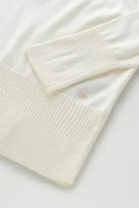 Sveter Woolrich Cotton Cashmere V-Neck Plaster White