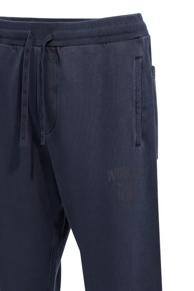 Tepláky Woolrich Navy Logo Sweatpants Melton Blue