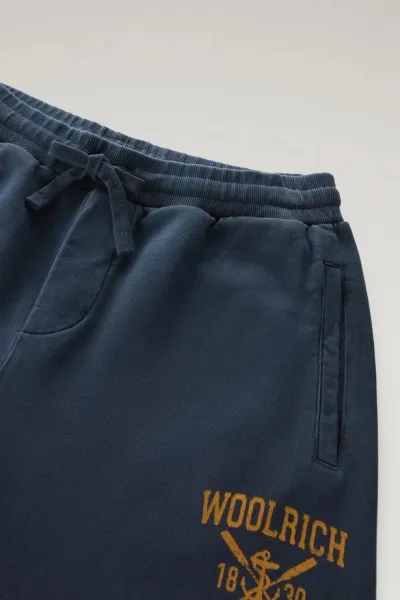 Tepláky Woolrich Navy Logo Sweatpants Melton Blue