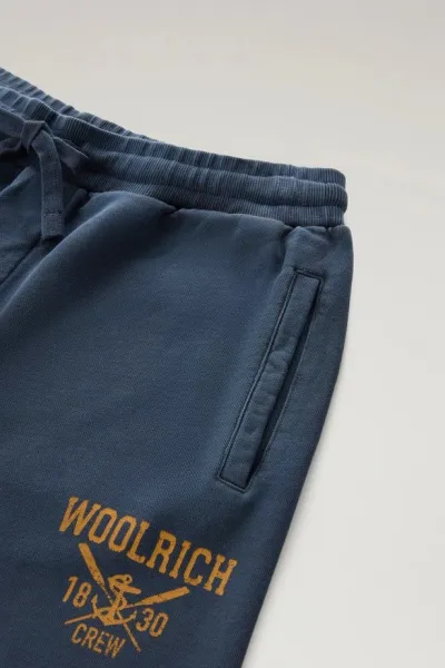 Tepláky Woolrich Navy Logo Sweatpants Melton Blue