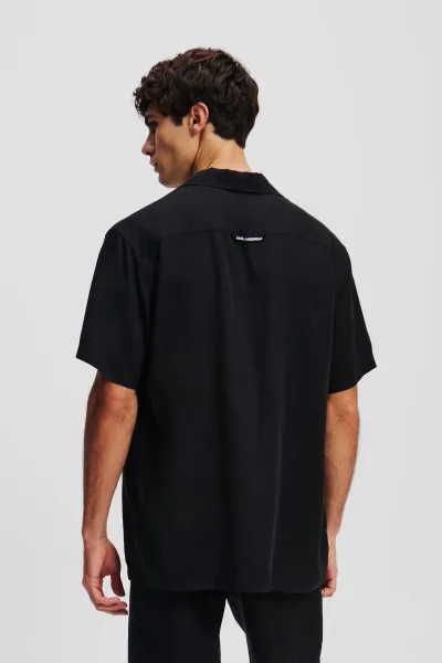 Košeľa Karl Lagerfeld Sslv Kameo Tencel Shirt Black