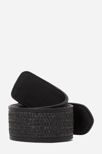 Opasok Karl Lagerfeld K/Autograph Raffia H5 Belt Black