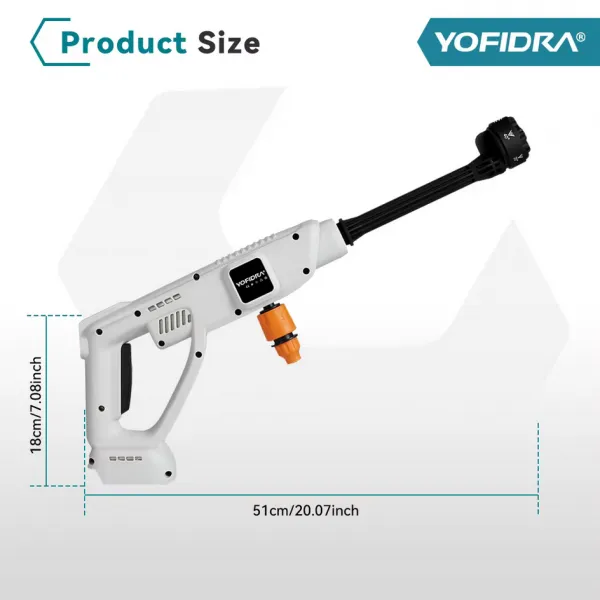 OneVan / Yofidra YOFIDRA 2.500 ot./min 100 bar elektrická vysokotlaková umývacia pištoľ 6V1 pištoľ na umývanie auta,motorček od kawasaki Vhodná pre batériu MAKITA 18V 2 x batéria v cene