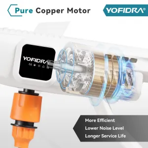 OneVan / Yofidra YOFIDRA 2.500 ot./min 100 bar elektrická vysokotlaková umývacia pištoľ 6V1 pištoľ na umývanie auta,motorček od kawasaki Vhodná pre batériu MAKITA 18V 2 x batéria v cene