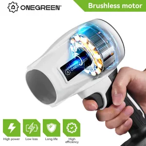 OneVan / OneGreen Ručný SUPER TURBO FÉN ONEGREEN / TOP Kvalita OneVan Fúkač 200m/s 2000W 2 x batéria. Vhodný na sušenie auta a vhodný pre batériu MAKITA 18V