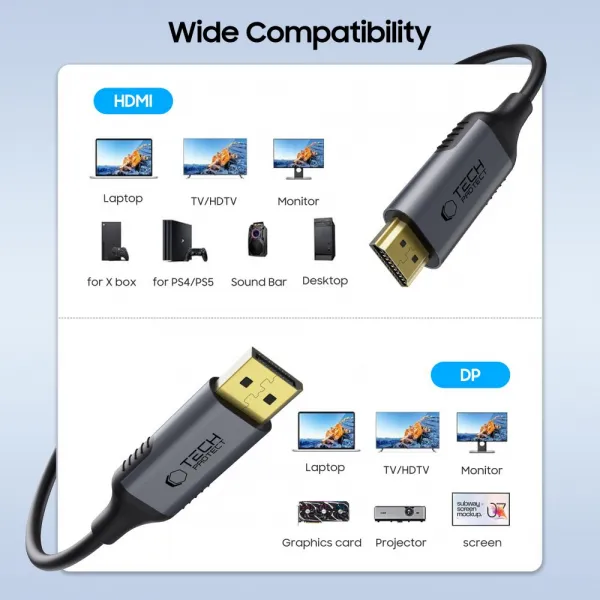 Tech-Protect Ultraboost kábel DisplayPort / HDMI 2.0 4K 2m, čierny