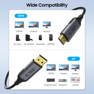 Tech-Protect Ultraboost kábel DisplayPort / HDMI 2.0 4K 2m, čierny