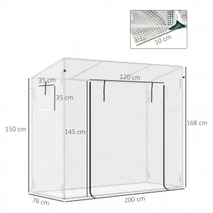 OUTSUNNY Prenosný úložný box s rolovacími dverami 200 x 76 x 168 cm biely