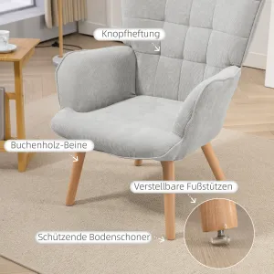 HOMCOM Kreslo s taburetom SKANDI sivé