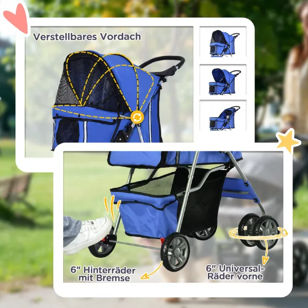 PAWHUT Kočík pre psov do 10 kg JOGGER skladací modrý