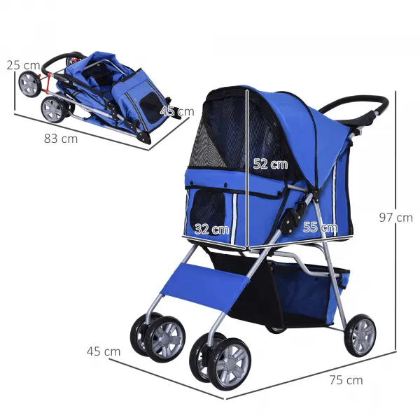 PAWHUT Kočík pre psov do 10 kg JOGGER skladací modrý