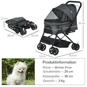 PAWHUT Kočík pre psy do 10 kg JOGGER skladací sivý