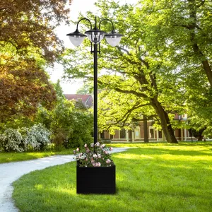 OUTSUNNY Solárna záhradná lampa s 3 hlavami a podstavcom na kvetináč, vodotesná, nerezová oceľ, 60x55x189cm| Aosom