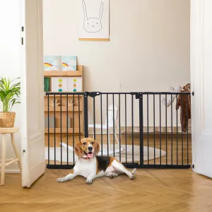 PAWHUT Zábrana pre psov s bránkou 74-147 x 76 cm čierna