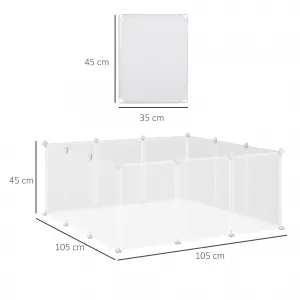 PAWHUT Ohrádka pre malé domáce zvieratá 12 panelov 105 x 45 x 105 cm biela