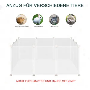 PAWHUT Ohrádka pre malé domáce zvieratá 12 panelov 105 x 45 x 105 cm biela
