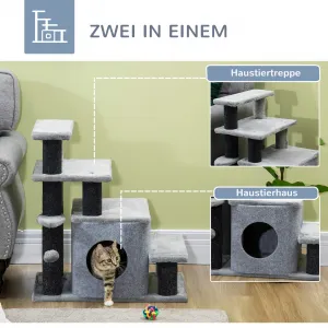 PAWHUT Schodisko pre domáce zvieratá s prístreškom a loptou