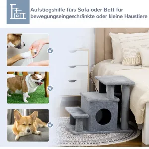 PAWHUT Schodisko pre domáce zvieratá s prístreškom a loptou