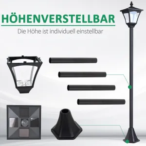 OUTSUNNY Záhradná solárna lampa PATH LIGHT 15 x 15 x 120 cm čierna