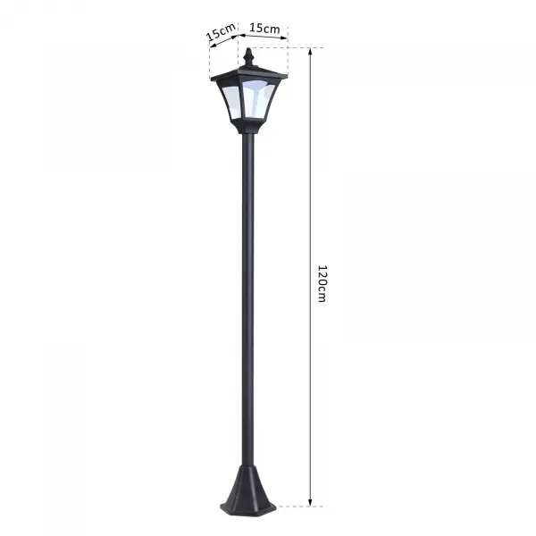 OUTSUNNY Záhradná solárna lampa PATH LIGHT 15 x 15 x 120 cm čierna