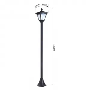 OUTSUNNY Záhradná solárna lampa PATH LIGHT 15 x 15 x 120 cm čierna