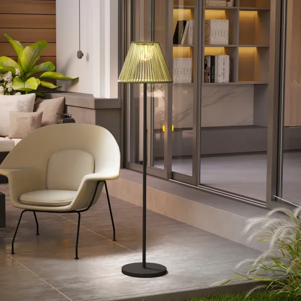 OUTSUNNY Solárna stojacia lampa RATAN v boho štýle 33x135 cm