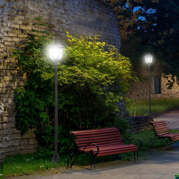 OUTSUNNY Záhradný lampáš Ø26,5 x 177 cm čierny
