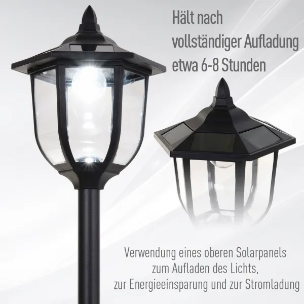 OUTSUNNY Záhradný lampáš Ø26,5 x 177 cm čierny
