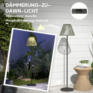 OUTSUNNY Solárna stojacia lampa RATAN v boho štýle 33x135 cm