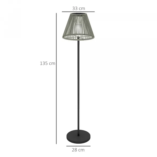 OUTSUNNY Solárna stojacia lampa RATAN v boho štýle 33x135 cm