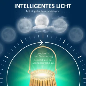 OUTSUNNY Solárna záhradná lampa dobíjateľná 3 farby svetla s bambusovým tienidlom