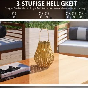 OUTSUNNY Solárna záhradná lampa dobíjateľná 3 farby svetla s bambusovým tienidlom