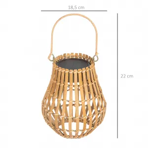 OUTSUNNY Solárna záhradná lampa dobíjateľná 3 farby svetla s bambusovým tienidlom