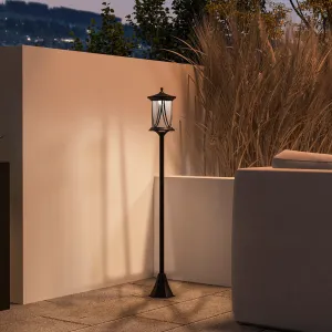 OUTSUNNY Solárna pouličná lampa 17 x 17 x 127 cm so studeným bielym svetlom LED čierna