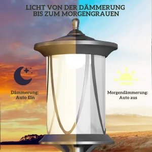 OUTSUNNY Solárna pouličná lampa 17 x 17 x 127 cm so studeným bielym svetlom LED čierna