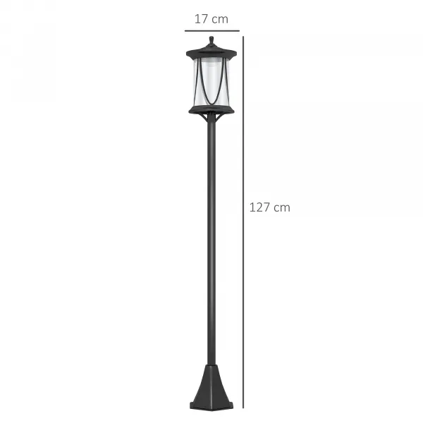 OUTSUNNY Solárna pouličná lampa 17 x 17 x 127 cm so studeným bielym svetlom LED čierna