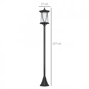 OUTSUNNY Solárna pouličná lampa 17 x 17 x 127 cm so studeným bielym svetlom LED čierna