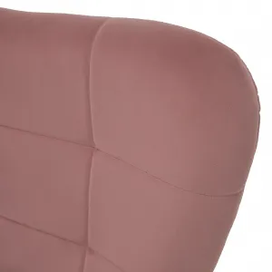 Kreslo s podnožou, ružová Velvet látka/dub, HABEN