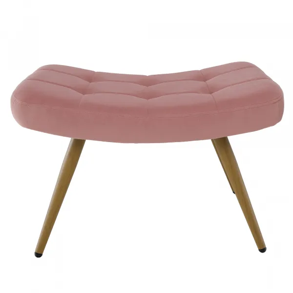 Kreslo s podnožou, ružová Velvet látka/dub, HABEN