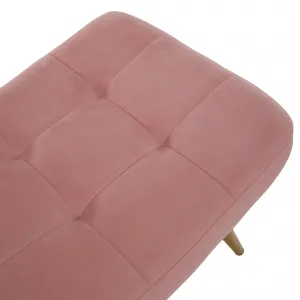 Kreslo s podnožou, ružová Velvet látka/dub, HABEN