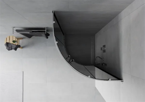 MEXEN - Rio štvrťkruhový sprchovací kút 80x80, sklo grafit, chróm 863-080-080-01-40