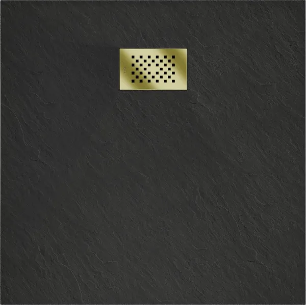 MEXEN/S - Hugo sprchová vanička SMC 80 x 80, čierna, krytka zlatá 42708080-G