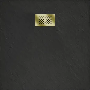 MEXEN/S - Hugo sprchová vanička SMC 80 x 80, čierna, krytka zlatá 42708080-G