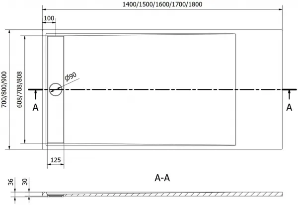 MEXEN - Amon obdĺžniková sprchová vanička SMC 170 x 80, biela 4F108017