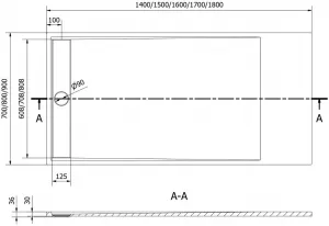 MEXEN - Amon obdĺžniková sprchová vanička SMC 170 x 80, biela 4F108017