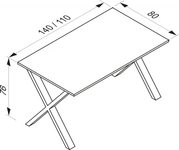 VCM Stůl Lona 160x80 X-stopy, antracit