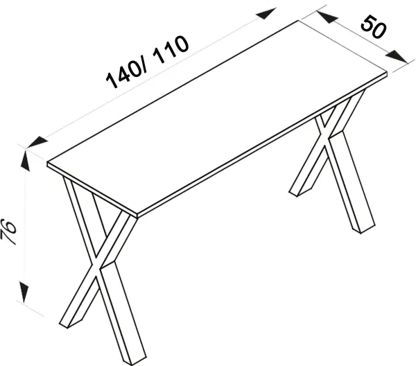 VCM Stůl Lona 110x50 X-nohy, dub sonoma