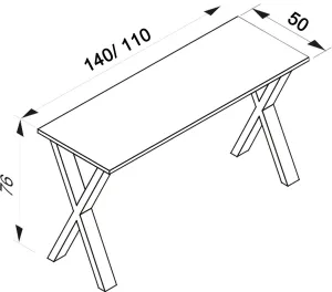 VCM Stůl Lona 110x50 X-nohy, dub sonoma